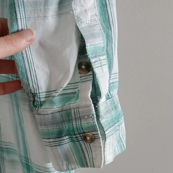 Carhartt Women's White and Green Plaid Button Down 3/4 Sleeves Shirt Size M - Picture 11 of 16